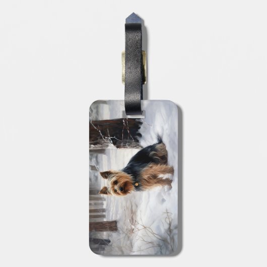 絹のようなテリアが雪のクリスマスを許した ラゲッジタグ (裏面縦)