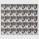 絹のようなテリアが雪のクリスマスを許した ラッピングペーパー (フラット)