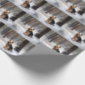 絹のようなテリアが雪のクリスマスを許した ラッピングペーパー (角)