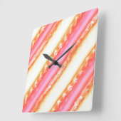 絹のようなピンクストライプからベージュの幅広いにレースのような スクエア壁時計 (傾斜)
