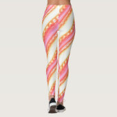 絹のようなピンクストライプからベージュの幅広いにレースのような レギンス (裏面)