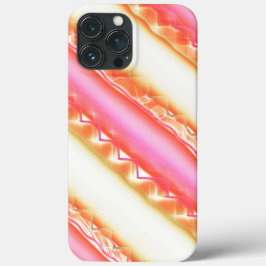絹のようなピンクストライプからベージュの幅広いにレースのような iPhone 13 PRO MAXケース