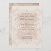 絹のロマンスのエレガントな結婚式 招待状 (正面/裏面)