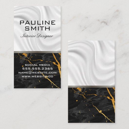 絹の呉服屋 |黒い金ゴールド大理石 名刺 (正面/裏面)