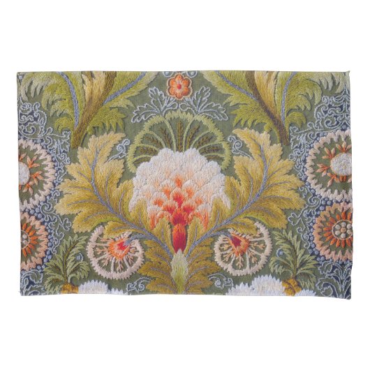 絹の緑の刺繍の芸術 枕カバー (正面)