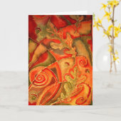 絹はCynによってドングリのカシの葉の挨拶状を絵を描きました カード (黄色い花)