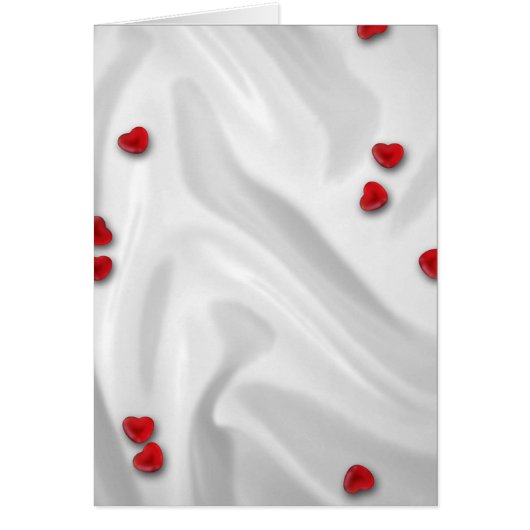 絹カード上の赤いハート (正面)