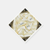 絹地に金ゴールドを施した黒 スタンダードカクテルナプキン (角)