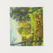 絹太陽の絵画秋の水色 タペストリー (正面)