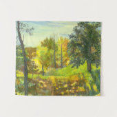 絹太陽の絵画秋の水色 タペストリー (正面(横))