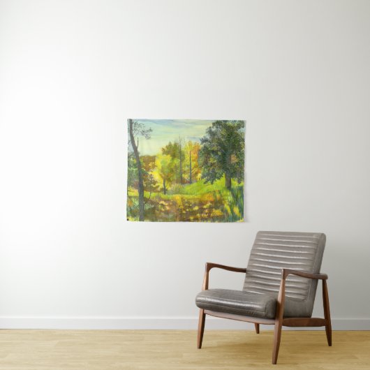 絹太陽の絵画秋の水色 タペストリー (インサイチュ(横))