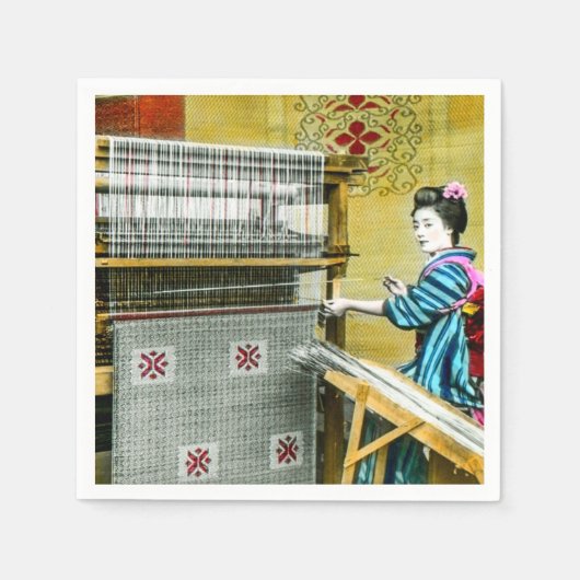 絹日本の織機を使ったヴィンテージ スタンダードカクテルナプキン (正面)