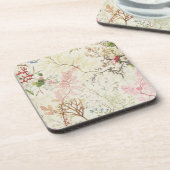 絹材料のための海藻デザイン(w/c紙で) コースター (左側)