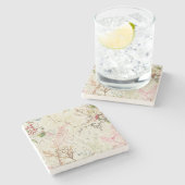 絹材料のための海藻デザイン(w/c紙で) ストーンコースター (横)