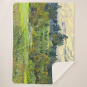 絹絵画に松の水彩 シェルパブランケット (正面)