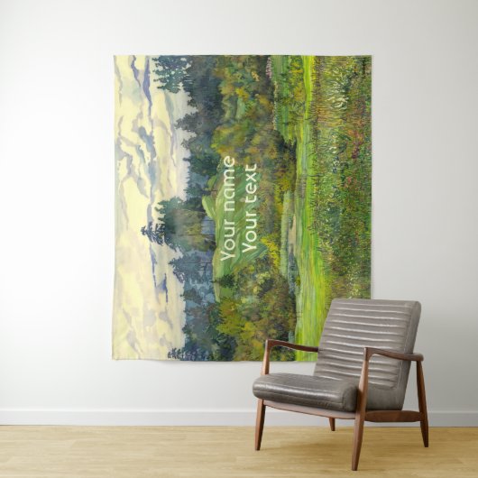 絹絵画に松の水彩 タペストリー (インサイチュ)