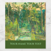 絹絵画に松の水彩 ワインラベル (シングルラベル)