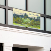 絹絵画に松の水彩 横断幕 (ビルの外側)