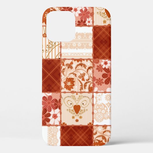 継ぎはぎの縫い目のないフローラの茶色のレースパターンの背景 Case-Mate iPhoneケース (裏面)