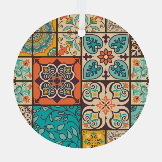 継ぎカラフルぎ合わせイスラム大聖堂 ガラスオーナメント (裏面)