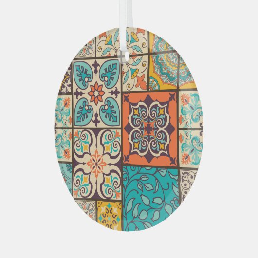 継ぎカラフルぎ合わせイスラム大聖堂 ガラスオーナメント (正面左)