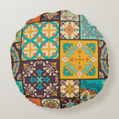 継ぎカラフル目のないイスラムのタイル ラウンドクッション (裏面)