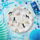 継ぎ目いけなのない柄の虹を持つ猫 ペーパープレート (パーティー)