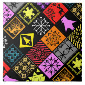 継ぎ目が無いクリスマスの要素の幾何学的な雪片 タイル (正面)