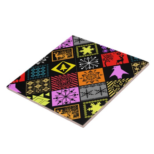 継ぎ目が無いクリスマスの要素の幾何学的な雪片 タイル (側面)