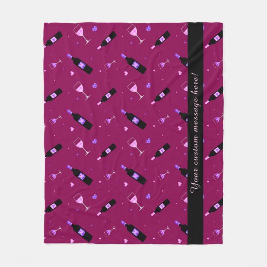 継ぎ目が無いパターンがワインによっておよびハートはパーティを楽しみます フリースブランケット (正面)