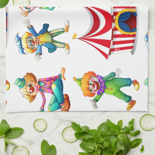 継ぎ目が無いピエロおよびサーカスのテント キッチンタオル (折り畳み)