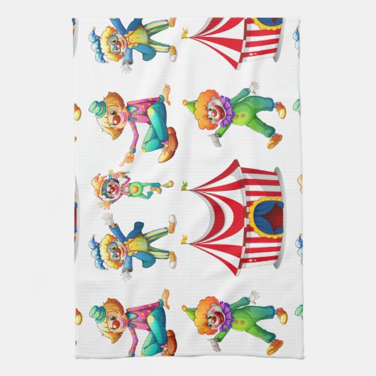 継ぎ目が無いピエロおよびサーカスのテント キッチンタオル (縦)