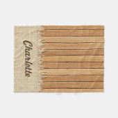 継ぎ目が無い木製パターン及びバーラップの質の名前をカスタムする フリースブランケット (正面(横))