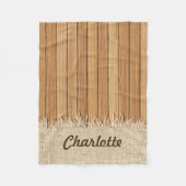 継ぎ目が無い木製パターン及びバーラップの質の名前をカスタムする フリースブランケット (正面)