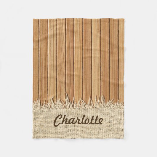 継ぎ目が無い木製パターン及びバーラップの質の名前をカスタムする フリースブランケット (正面)