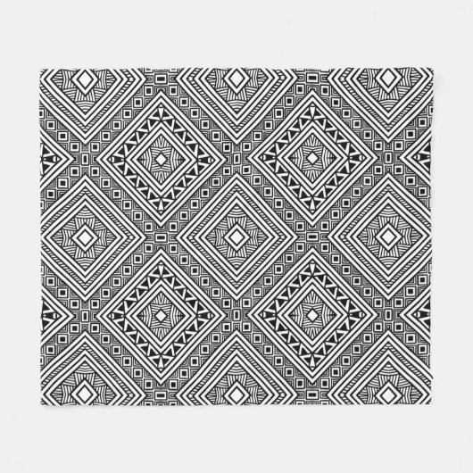 継ぎ目が無い民族パターン フリースブランケット (正面(横))