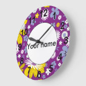 継ぎ目が無い花パターン ラージ壁時計 (傾斜)