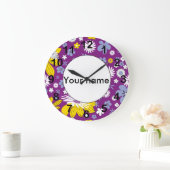 継ぎ目が無い花パターン ラージ壁時計 (ホーム)