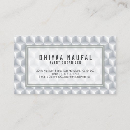 継ぎ目が無い3D白は背景の名刺を立方体にします 名刺 (裏面)