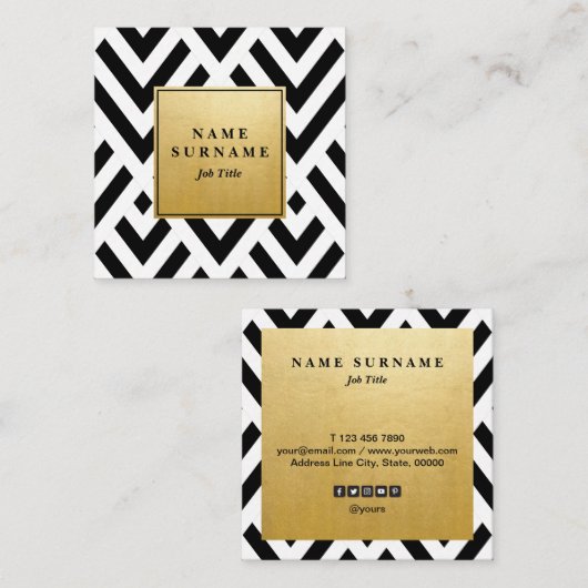 継ぎ目が無く幾何学的なB&WPatternの正方形の名刺 スクエア名刺 (正面/裏面)