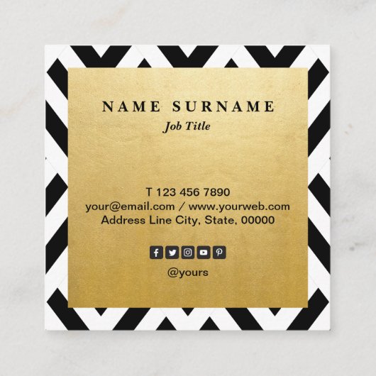 継ぎ目が無く幾何学的なB&WPatternの正方形の名刺 スクエア名刺 (裏面)