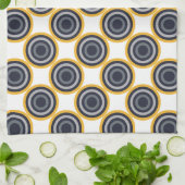 継ぎ目が無く抽象的な濃紺、灰色、黄色い円 キッチンタオル (折り畳み)