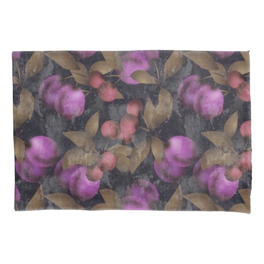 継ぎ目が無く暗いプラムは紫色の果実のさくらんぼpa実を結びます 枕カバー (正面)