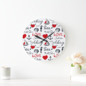 継ぎ目が無く航海のなパターン ラージ壁時計 (ホーム)