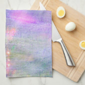 継ぎ目が無く青い、ピンクの背景の黄色の水彩画 キッチンタオル (四つ折り)