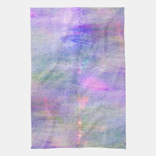 継ぎ目が無く青い、ピンクの背景の黄色の水彩画 キッチンタオル (縦)