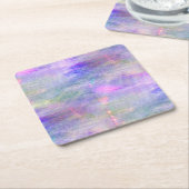 継ぎ目が無く青い、ピンクの背景の黄色の水彩画 スクエアペーパーコースター (アングル)