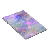 継ぎ目が無く青い、ピンクの背景の黄色の水彩画 ノートブック (右側)