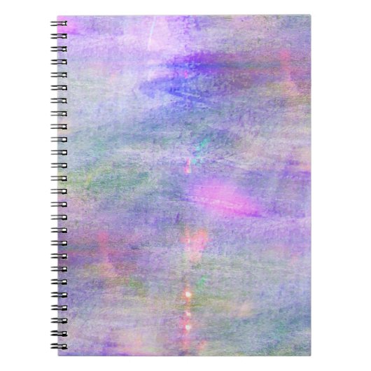 継ぎ目が無く青い、ピンクの背景の黄色の水彩画 ノートブック (正面)