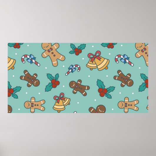 継ぎ目のないクリスマススイーツパターン ポスター (正面)